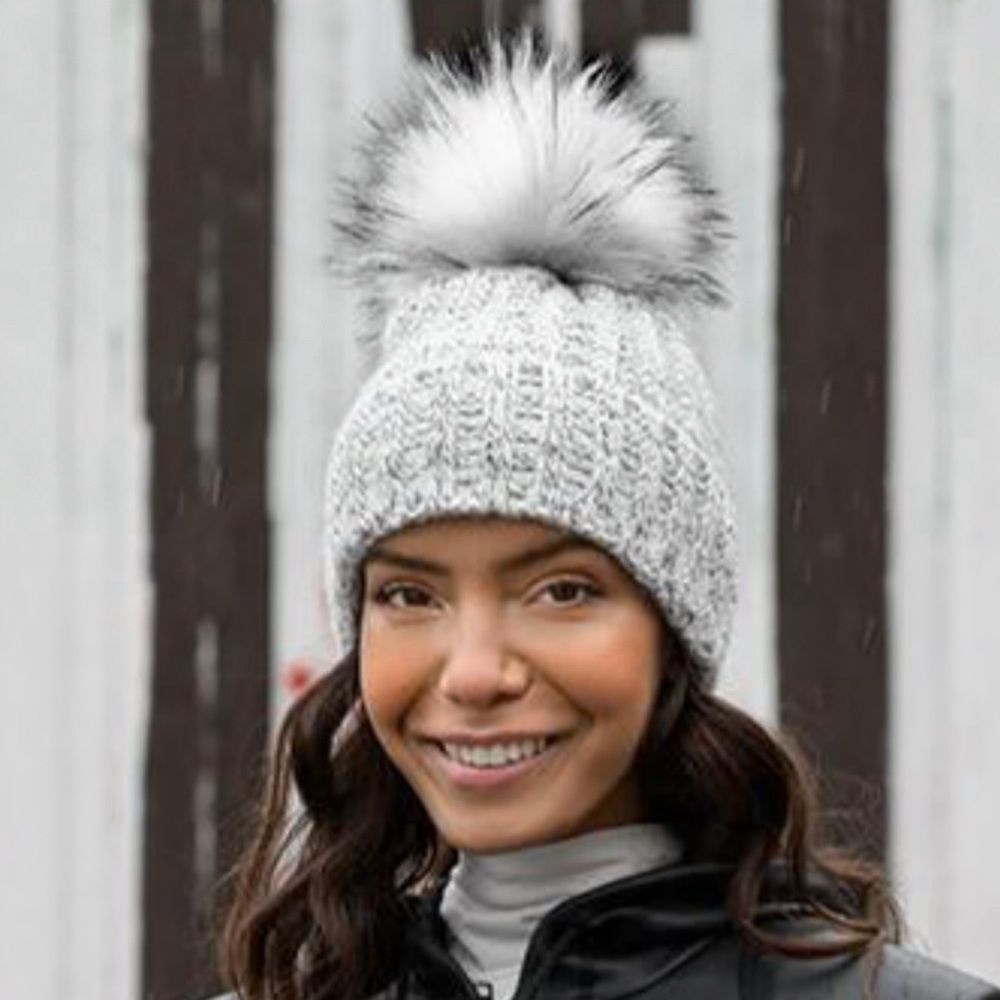 Kyi Kyi Fold Over Pom Pom Hat
